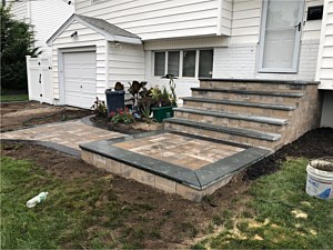 Nicolock south bay southbay verona wall with bluestone steps edge stoop step